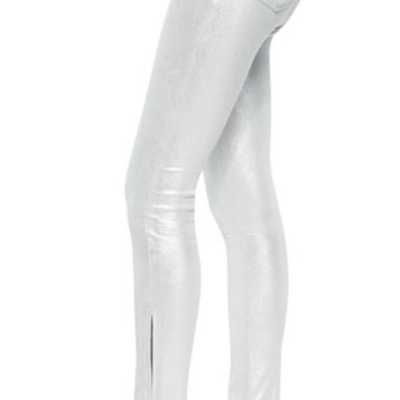 Nwot J BRAND Silver Genuine Lamb Leather skinny jeans silver shadow size 27 - Picture 12 of 13